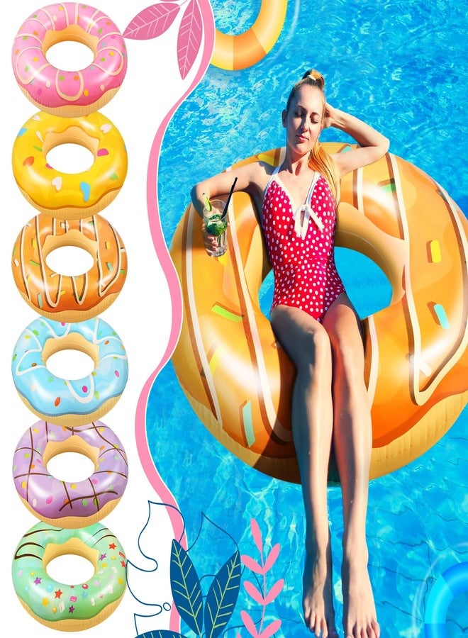 Poen 6 Pack Donut Pool Float 32.6 Inch Inflatable Donuts Swim Rings Tubes Floaties Assorted Doughnut Swimming Rings for Adult Women Men Beach Water Swimming Party Decorations - Image 4