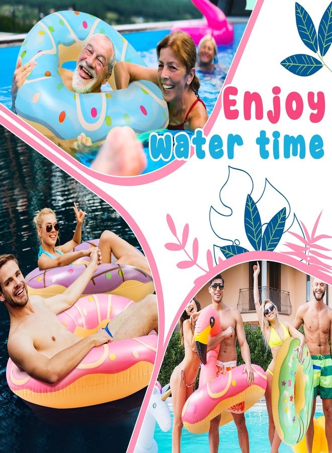 Poen 6 Pack Donut Pool Float 32.6 Inch Inflatable Donuts Swim Rings Tubes Floaties Assorted Doughnut Swimming Rings for Adult Women Men Beach Water Swimming Party Decorations - Image 5