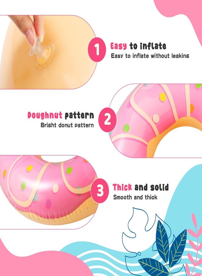 Poen 6 Pack Donut Pool Float 32.6 Inch Inflatable Donuts Swim Rings Tubes Floaties Assorted Doughnut Swimming Rings for Adult Women Men Beach Water Swimming Party Decorations - Image 3