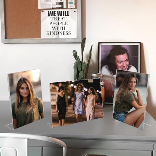 Bolidery 5x7 Acrylic Picture Frames, Set Of 6 Clear Acrylic Frameless Gift for Desktop Display, Vertical Standing Picture or Display Sign Holder with Inserts for Home Office - Image 5
