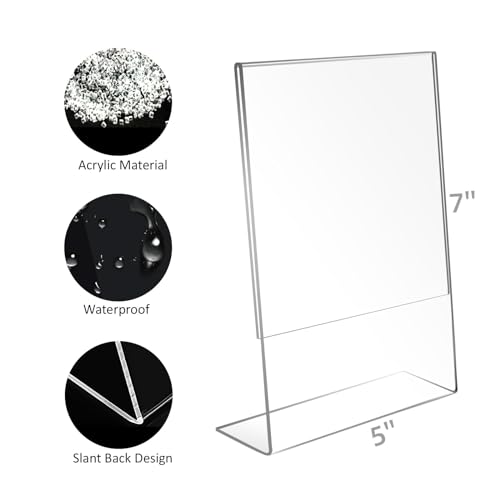 Bolidery 5x7 Acrylic Picture Frames, Set Of 6 Clear Acrylic Frameless Gift for Desktop Display, Vertical Standing Picture or Display Sign Holder with Inserts for Home Office - Image 2