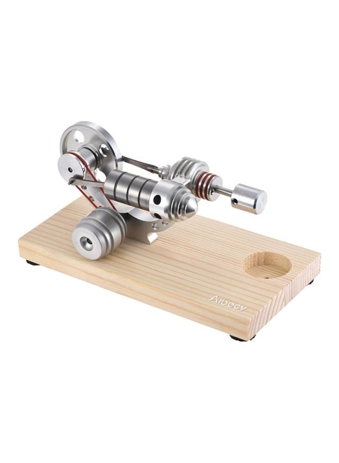 NIBEMINENT Hot Air Stirling Engine Electricity Generator Wooden Base Educational Toy 17.50x11.50x9.50cm - Image 1