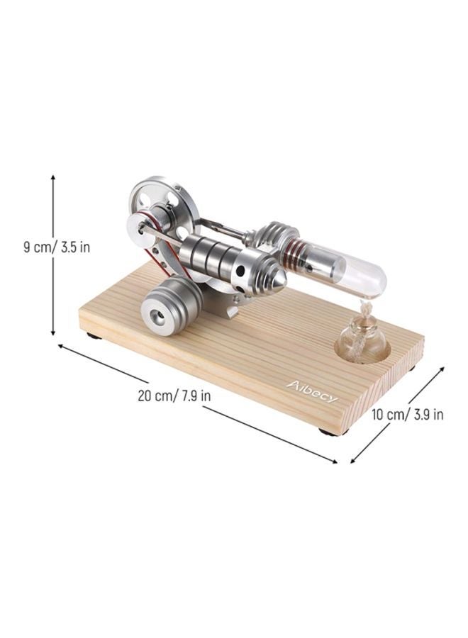 NIBEMINENT Hot Air Stirling Engine Electricity Generator Wooden Base Educational Toy 17.50x11.50x9.50cm - Image 4