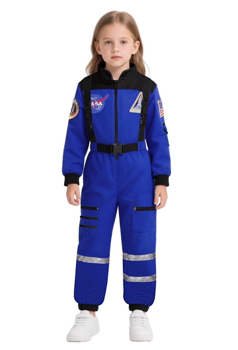 Dormstop Kids Astronaut Costume NASA Space Jumpsuit for Boys Girls Space Pretend Dress up Blue (10-12 Years) - Image 2