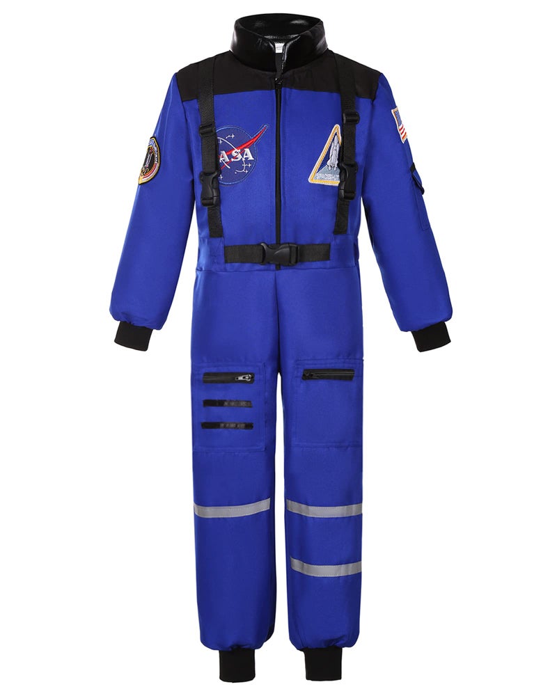 Dormstop Kids Astronaut Costume NASA Space Jumpsuit for Boys Girls Space Pretend Dress up Blue (10-12 Years) - Image 3