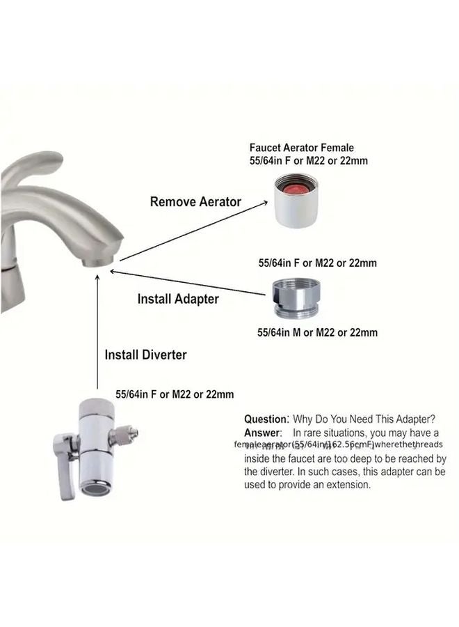 F24 M22 محول رأس صنبور 15/16 بوصة أنثى إلى 55/64 بوصة ذكر كروم نحاسي للحوض - Image 5