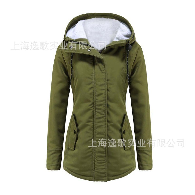 Women's Plus Size Hooded Parka Coat Thick Fleece Lined Casual Long Jacket - Image 2