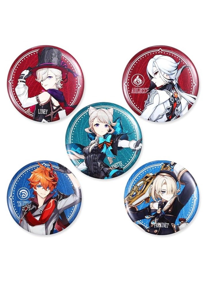 general Genshin Impact Fatui Character Badge 75mm Large - Arlecchino, Lyney, Lynette, Freminet, Tartaglia - Image 1