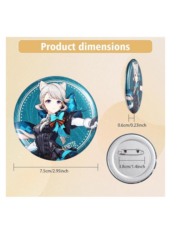 general Genshin Impact Fatui Character Badge 75mm Large - Arlecchino, Lyney, Lynette, Freminet, Tartaglia - Image 2