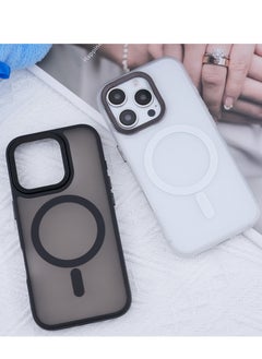 جومو ستور غطاء حماية مغناطيسي مطفي لهاتف iPhone 16 Pro Max، متوافق مع MagSafe، ظهر شفاف مطفي، نحيف مقاوم للصدمات، مصنوع من TPU ناعم مع حواف فاخرة مطلية  - Image 4