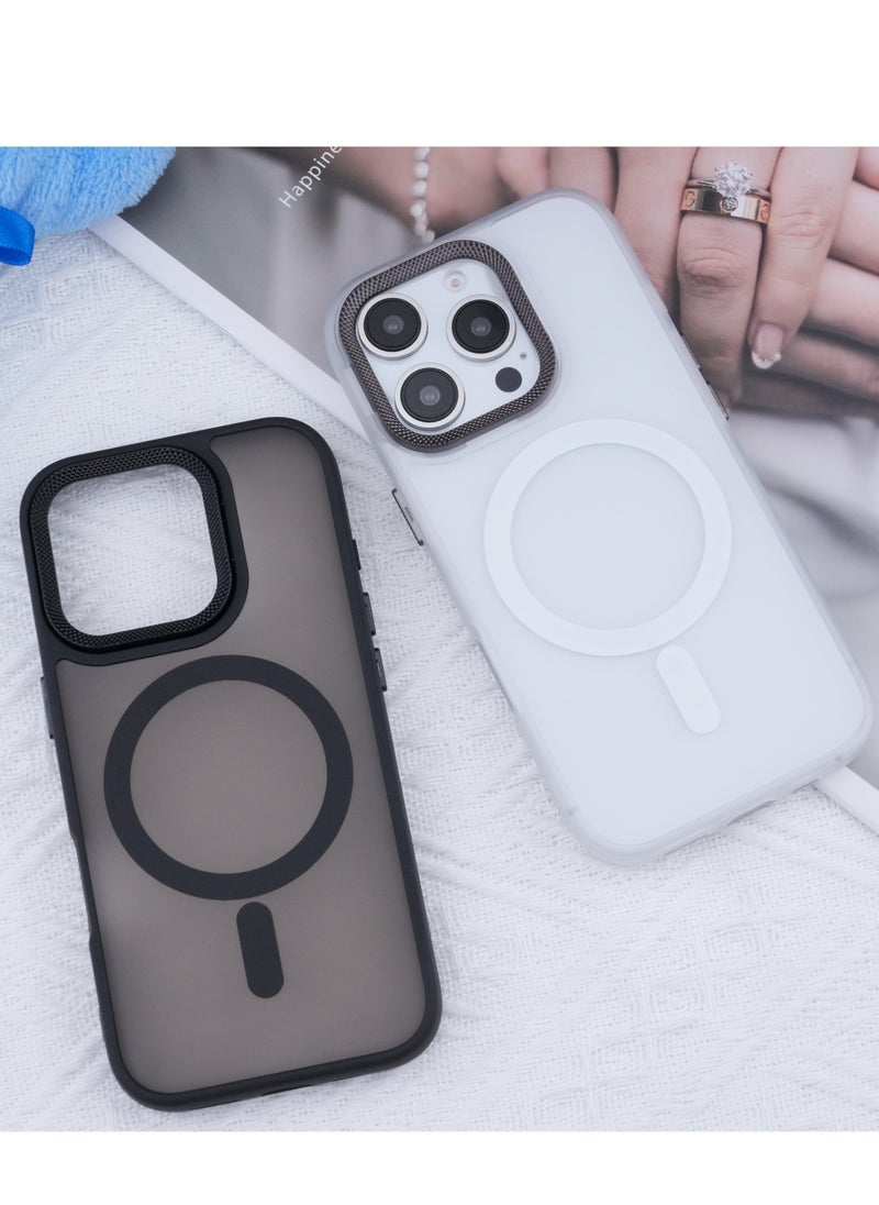 جومو ستور - غطاء حماية مغناطيسي مطفي لهاتف iPhone 16 Pro Max، متوافق مع MagSafe، ظهر شفاف مطفي، نحيف مقاوم للصدمات، مصنوع من TPU ناعم مع حواف فاخرة مطلية - Image 1