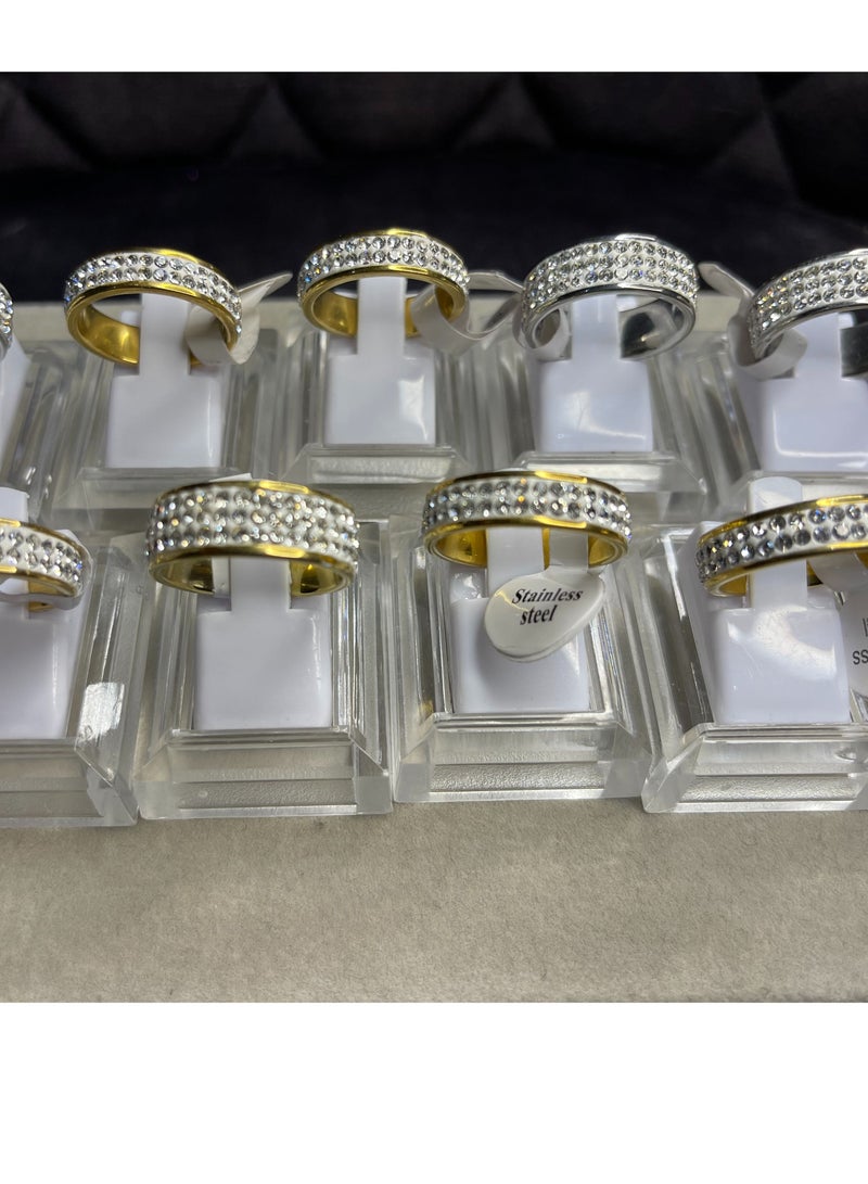 STRATEG 30 Pieces Sterling Cubic Zirconia Studded Ring Size 17 cm,18,19,20  - Image 5