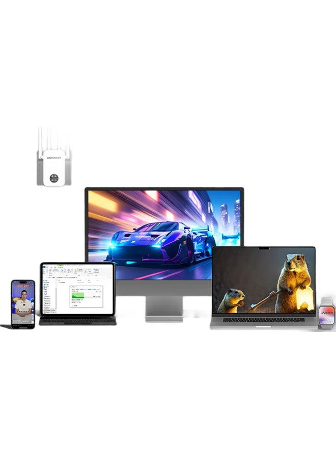 Comfastwifi Signal Amplifier, Gigabit 1200M Dual-Band, Home Wireless Network Signal Repeater, Four Antennas, High-Power Wifi Signal Booster, Cf-Wr762Ac - Image 1