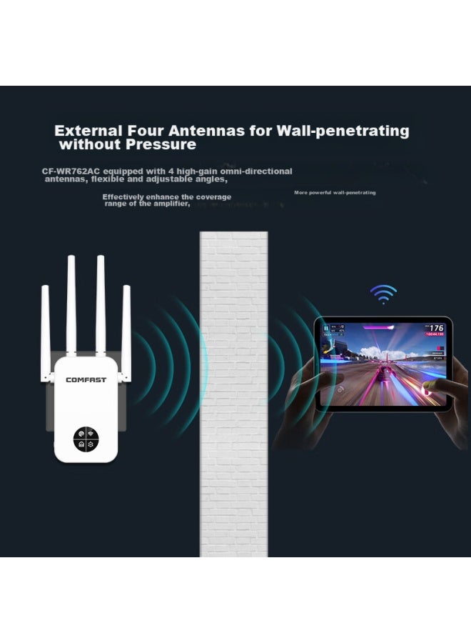 Comfastwifi Signal Amplifier, Gigabit 1200m Dual-band, Home Wireless Network Signal Repeater, Four Antennas, High-power Wifi Signal Booster, Cf-wr762ac - Image 3