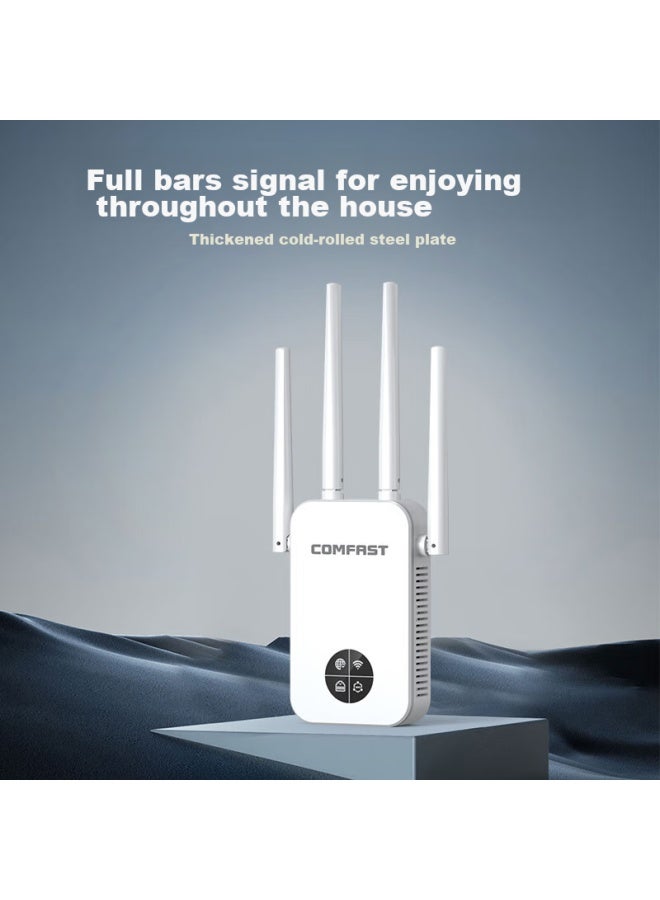 Comfastwifi Signal Amplifier, Gigabit 1200m Dual-band, Home Wireless Network Signal Repeater, Four Antennas, High-power Wifi Signal Booster, Cf-wr762ac - Image 1