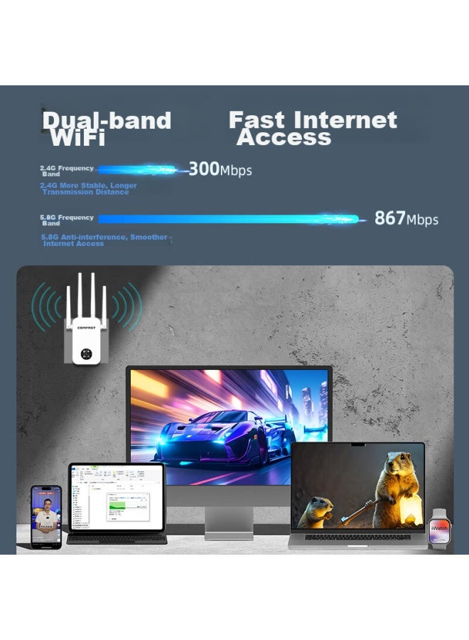 Comfastwifi Signal Amplifier, Gigabit 1200m Dual-band, Home Wireless Network Signal Repeater, Four Antennas, High-power Wifi Signal Booster, Cf-wr762ac - Image 2