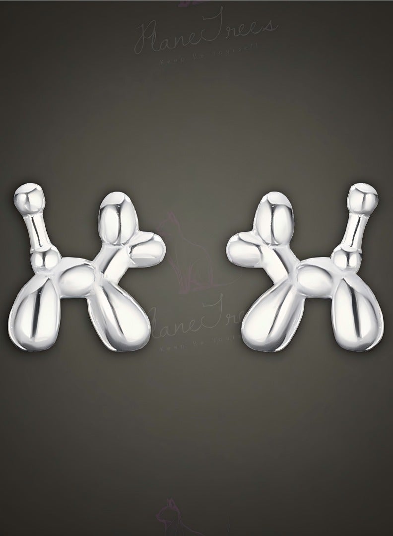 Plane Trees 925 Sterling Silver Balloon Dog Stud Earrings – Fun Mini Design for Women & Girls | PLANE TREES - Image 1