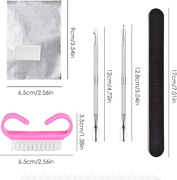 YuCool Nail Polish Remover Tool SetYuCool 200 Pcs Nail Foil Wraps Gel Remover Pads with Double Head Cuticle PusherNail File and Mini Cleaning Brush for Nail Gel Polish Removal - Image 2