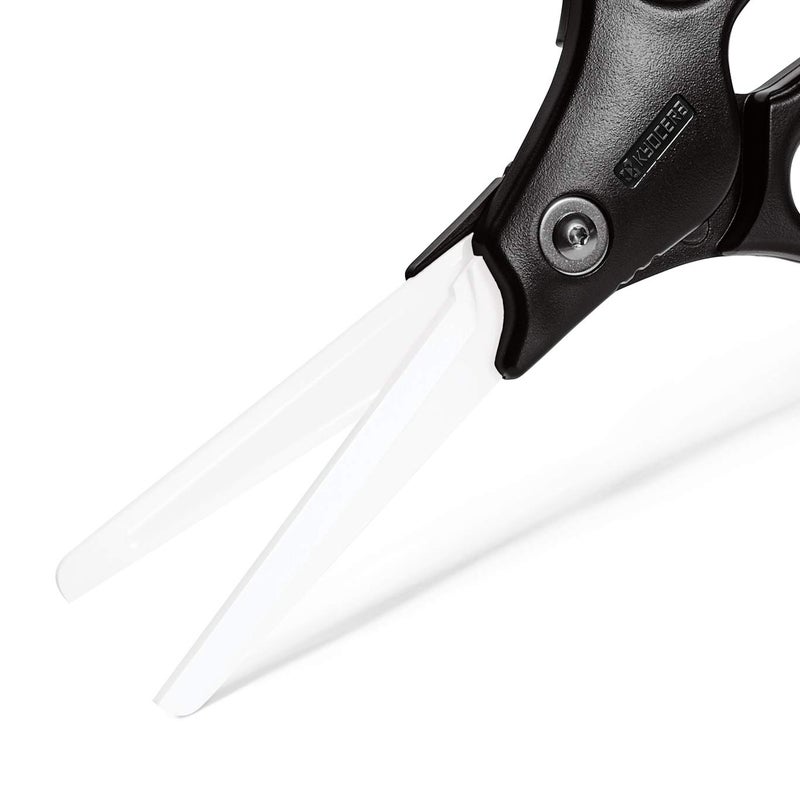 Kyocera Ceramic Scissors, Overall length 7.2" with 2.7" Long Blades, Black Handle With White Blades - Image 2