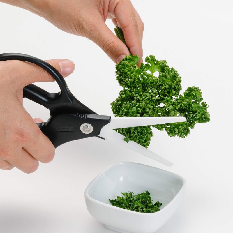 Kyocera Ceramic Scissors, Overall length 7.2" with 2.7" Long Blades, Black Handle With White Blades - Image 3