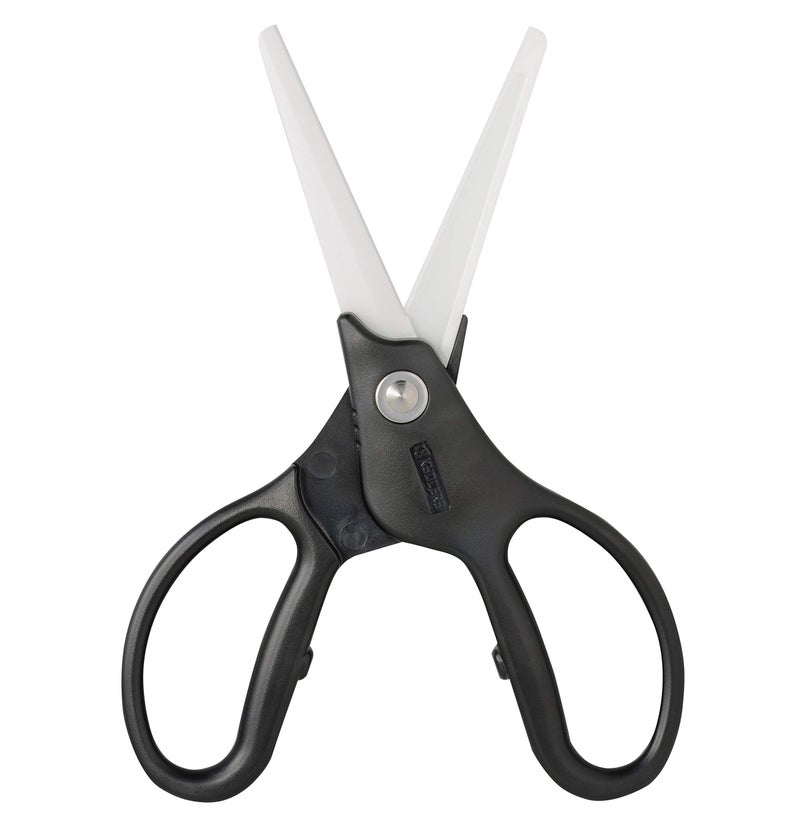 Kyocera Ceramic Scissors, Overall length 7.2" with 2.7" Long Blades, Black Handle With White Blades - Image 4
