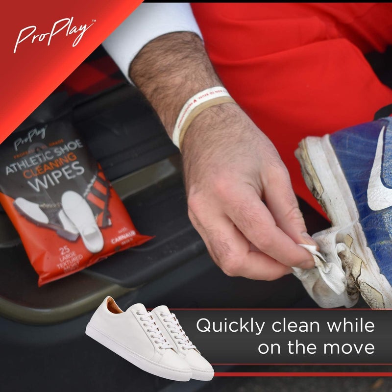 pro:play Athletic Shoe Cleaning Wipes | Carnauba Wax Included | Repels Water from Shoes | Powerful Cleaner That Removes Dirt, Grass, and Sand | Convenient, Resealable Pack - Unscented 1 Pack - Image 4