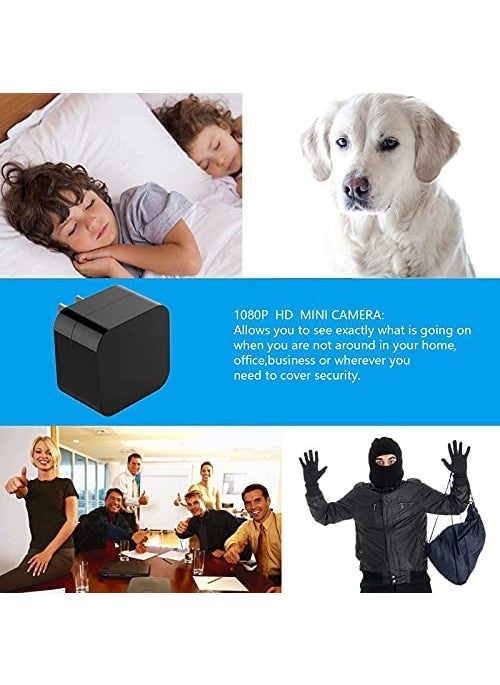 DDLC 1080P USB Charger Camera Series 1 WiFi HD Live Streaming Video Camcorder with Motion Detection Pet Nanny Cam USB AC Wall Plug Adapter for Phone Remote View with Night Vision Big Charger