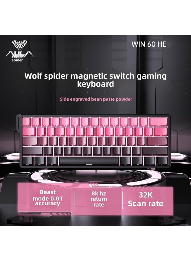 Tarantula WiN60/68HE لوحة المفاتيح الميكانيكية ذات المحور المغناطيسي RT لعبة المنافسة الكهربائية FPS FPS عقد لا يعرف الخوف كابل مخصص RGB-اللون: 【إصدار 60he-pro + نقش الجانب الأرجواني Mushan】 - المحو - Image 2