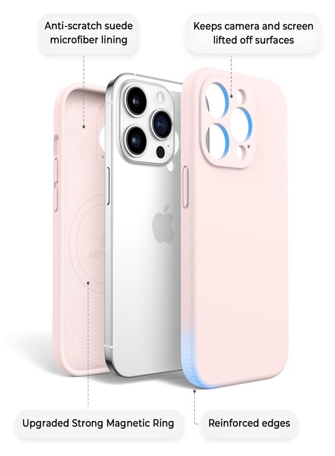AOTESIER for iPhone 14 Pro Phone Case, Upgraded Silicone [Stronger Camera Protection] for iPhone 14 Pro Case with [2 Screen Protectors], Soft Anti-Scratch Microfiber Lining, 6.1 inch, Chalk Pink - Image 5