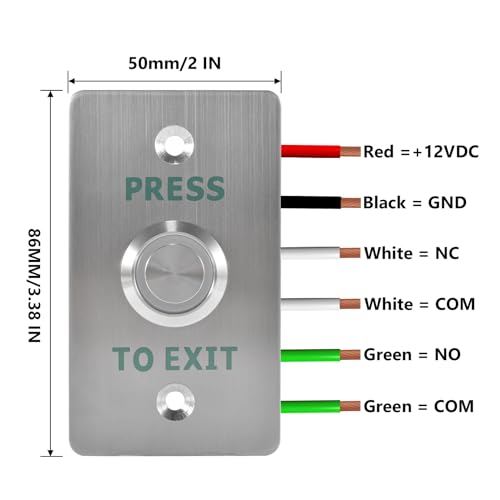 STPCTOU Waterproof Exit Button with LED IP67 Door Push Switch NO&NC 86 * 50mm - Image 2