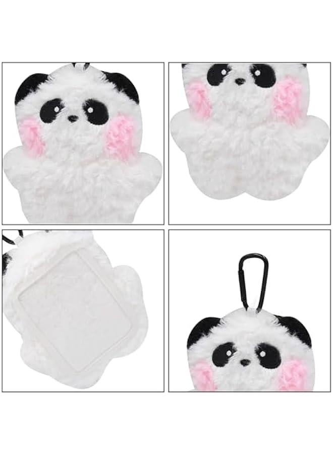 Plush Photocard Holder Keychain Pendant Women Girls Hanging Ornament Protection Sleeve for Bus Badges ID Cards,Panda - Image 5