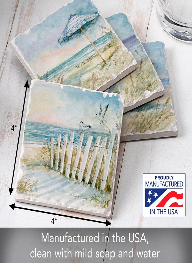 Counterart Thirstystone Coastal Sanctuary 4 Pack Assorted Tumbled Tile Stone Coasters with Protective Cork Backing 4" Square Manufactured in The USA (Coastal Sanctuary) - Image 3