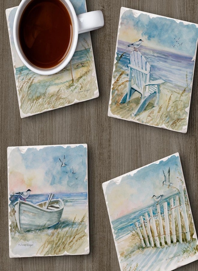 Counterart Thirstystone Coastal Sanctuary 4 Pack Assorted Tumbled Tile Stone Coasters with Protective Cork Backing 4" Square Manufactured in The USA (Coastal Sanctuary) - Image 5