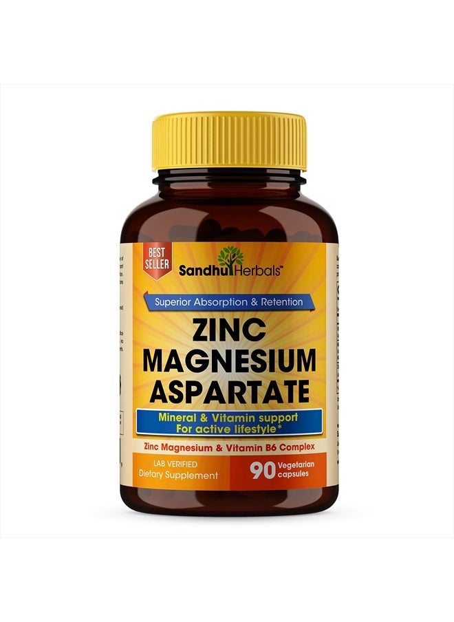 SANDHUHERBALS - Zinc Magnesium Aspartate 90 Ct (90 Count) - Image 1