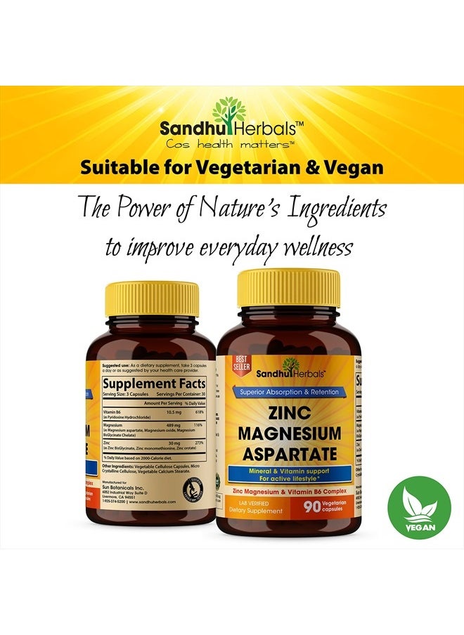 SANDHUHERBALS - Zinc Magnesium Aspartate 90 Ct (90 Count) - Image 1