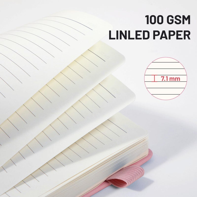 CAGIE Pink Journal Notebook for Women, 320 Pages College Ruled Notebook, 100 Gsm Paper Thick Lined Journal, A5 Hardcover Leather Journals for Writing, 5.7x8.3 In - Image 4