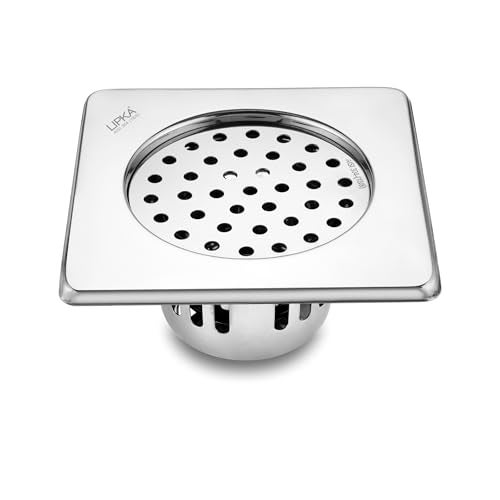 LIPKA Square Floor Drain with Cockroach Trap | 6 x 6 Inches Floor Drainer | 304-Grade Stainless Steel Floor Trap | Glossy Finish Drain Jali - Image 1