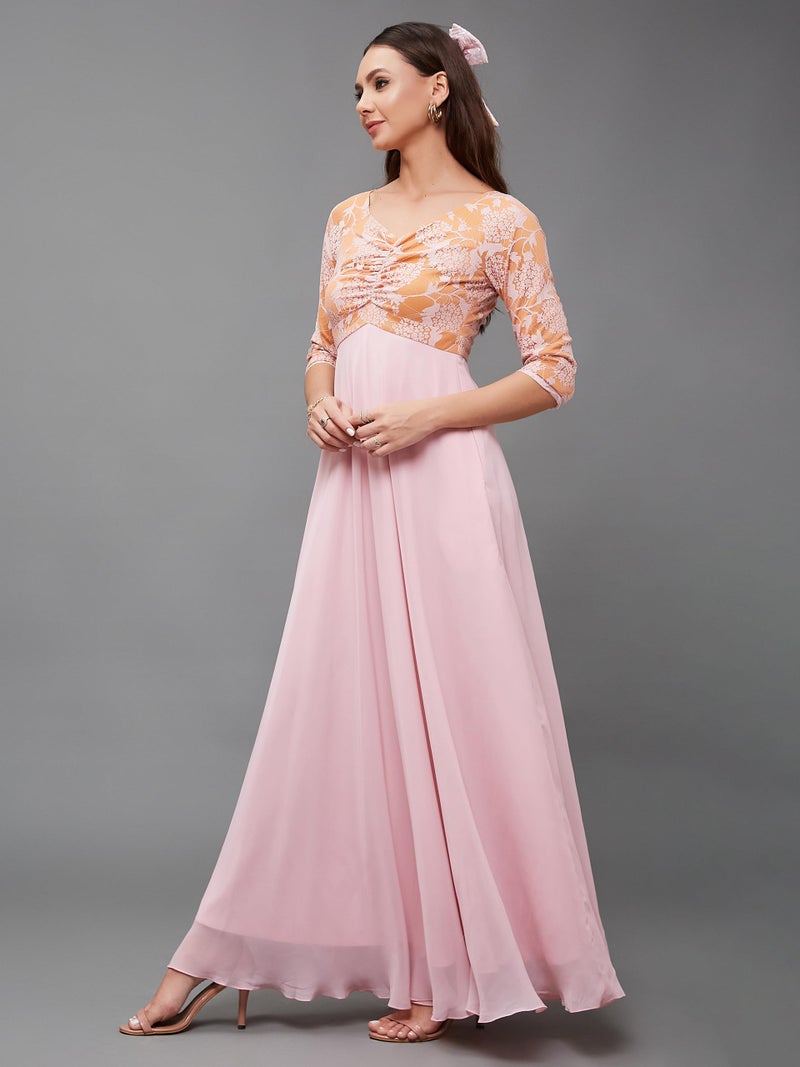 Miss Chase Women's V-Neck Raglan-Sleeve Maxi Dress (MCSS25D93-28-234-04, Dusty Pink, M) - Image 3