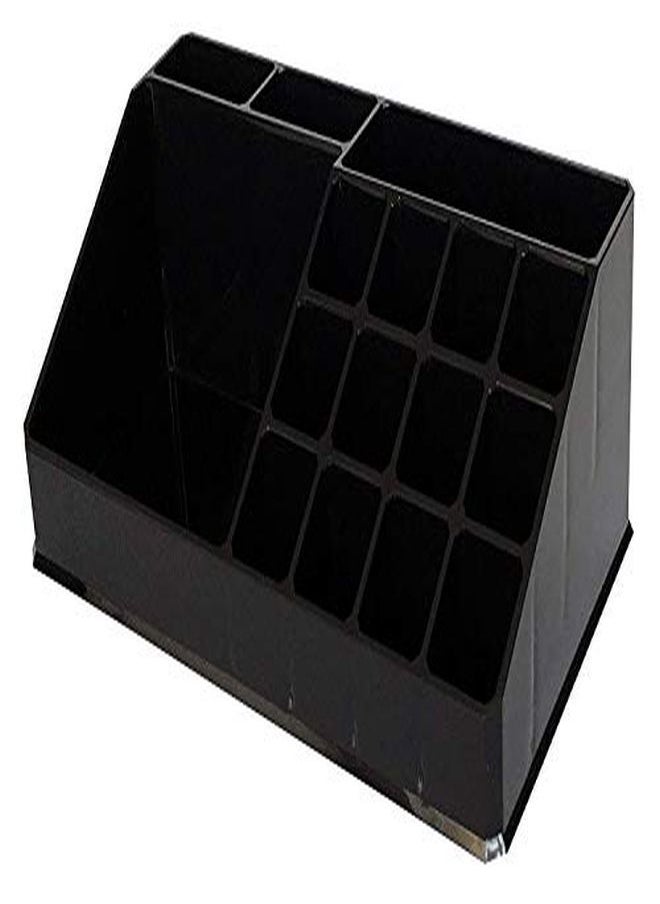 INOVERA (LABEL) - 16 Compartment Cosmetic Makeup Jewelry Lipstick Storage Organizer Holder Box, 21.2L X 12.5W X 7.8H Cm. (Black) - Image 1