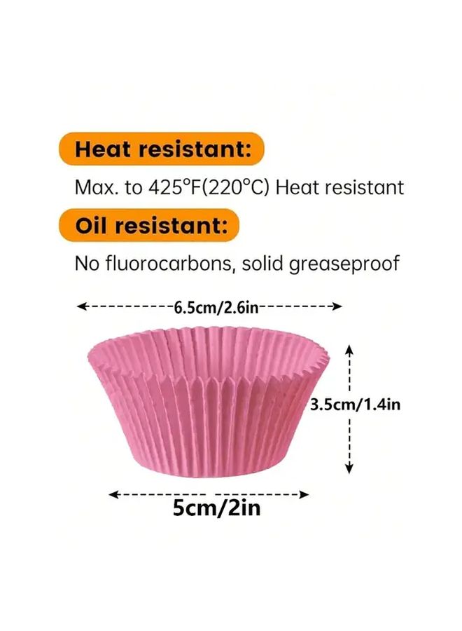Pink Baking Cups 200PCS Nonstick Paper Cupcake Liners for Party Wedding Christmas - Image 2
