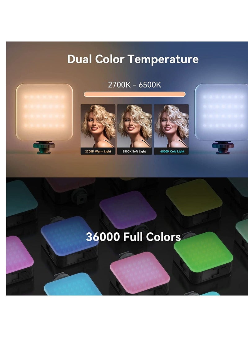 كابتن تيك RGB Video Light, Camera LED Light, 96 LED Beads for Photographic Video Lighting, 2500mAh Rechargeable On-Camera Video Light Panel 2700K - 6500K, Portable Full Color Camera Light - Image 4