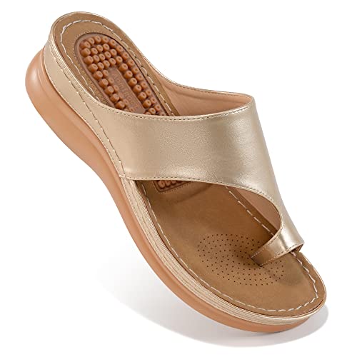 Aomigoct Sandals for Women Wedge Shoes: Comfortable Orthopedic Sandals Womens Dressy Summer Flip Flops Casual Walking Wedges - Image 1