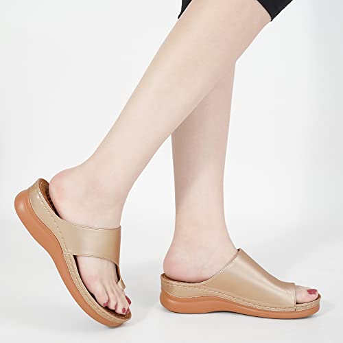Aomigoct Sandals for Women Wedge Shoes: Comfortable Orthopedic Sandals Womens Dressy Summer Flip Flops Casual Walking Wedges - Image 5