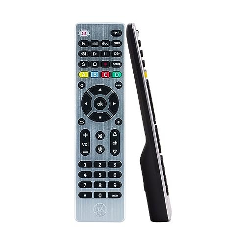 GE Universal Remote Control for Samsung, Vizio, LG, Sony, Sharp, Roku, Apple TV, TCL, Panasonic, Smart TVs, Streaming Players, Blu-ray, DVD, 4-Device, Silver, 33709 - Image 1