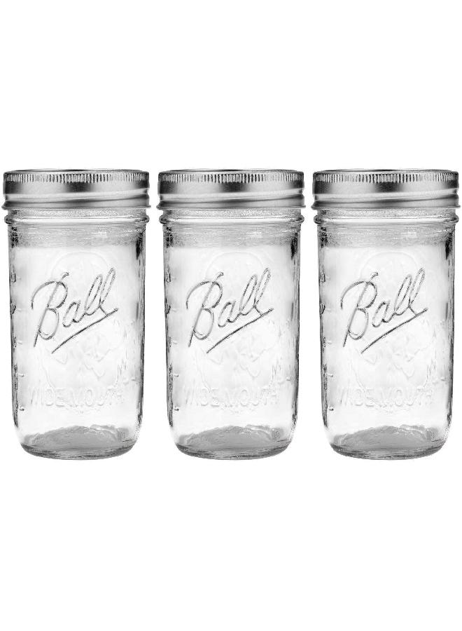 Ball Ball Wide Mouth Pint 16-Ounces Mason Jars with Lids and Bands, (Set of 3)  - Image 1