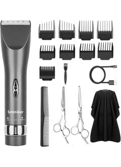 SMINIKER Professional Hair Clippers Cordless Barber Shavers Rechargeable Hair Cutting Kit with 1 Hairdressing Cape 2 Scissors 9 Comb Guides 