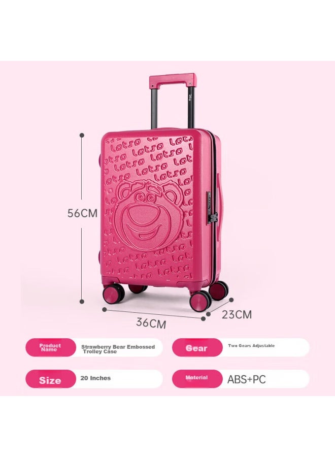 Mesuca Mascot Disney Collaboration Strawberry Bear Luggage, 20-inch Student Suitcase, Girls' Trolley Case, Travel Suitcase, Women's Password Lock Suitcase - Image 1