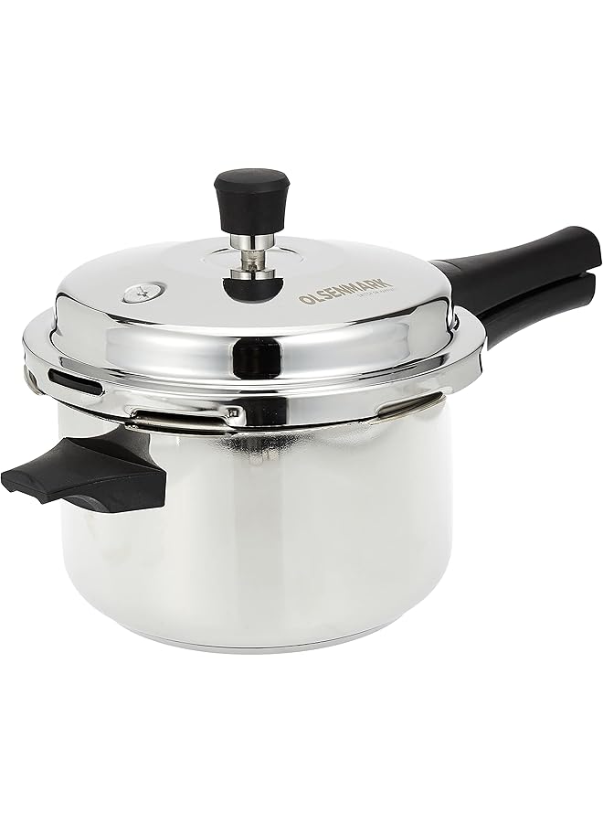 أولسنمارك قدر ضغط من الفولاذ المقاوم للصدأ، سعة 5 لتر، صمام أمان متين، حشية مطاطية آمنة غذائيًا، قاعدة مضادة للانتفاخ، مقابض مصممة خصيصًا، قاعدة حثية | ضمان لمدة عامين - Image 1