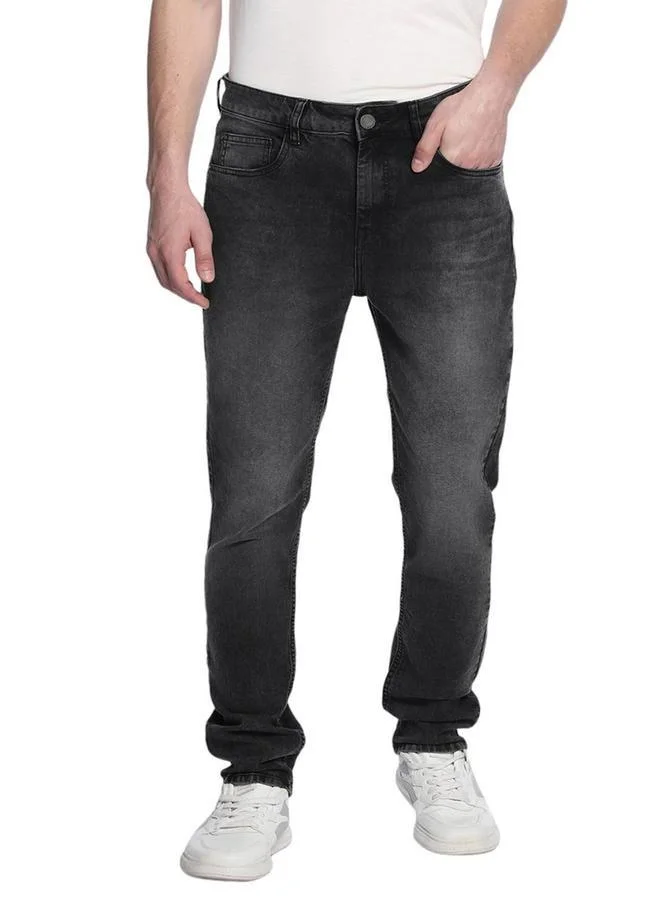 Dennis Lingo Slim Fit Mid-Rise Dark Shade Stretchable Jeans by Styli
