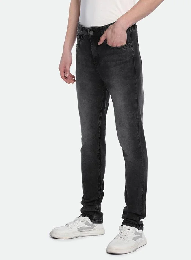 Dennis Lingo Slim Fit Mid-Rise Dark Shade Stretchable Jeans by Styli